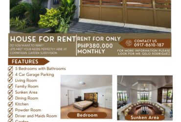 House for Rent at Corinthian Garden Subdivision