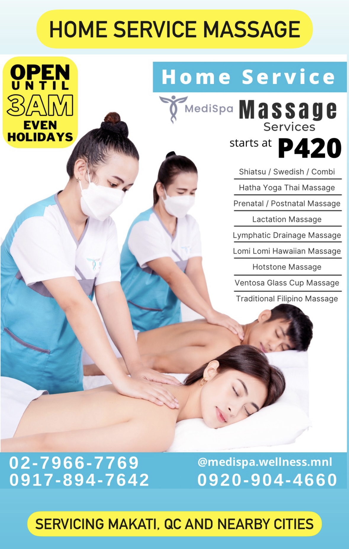 HOME SERVICE MASSAGE AND SPA!