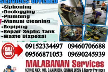 malabanan siphoning septic tank declogging plumbing services 09152334497 09460706688