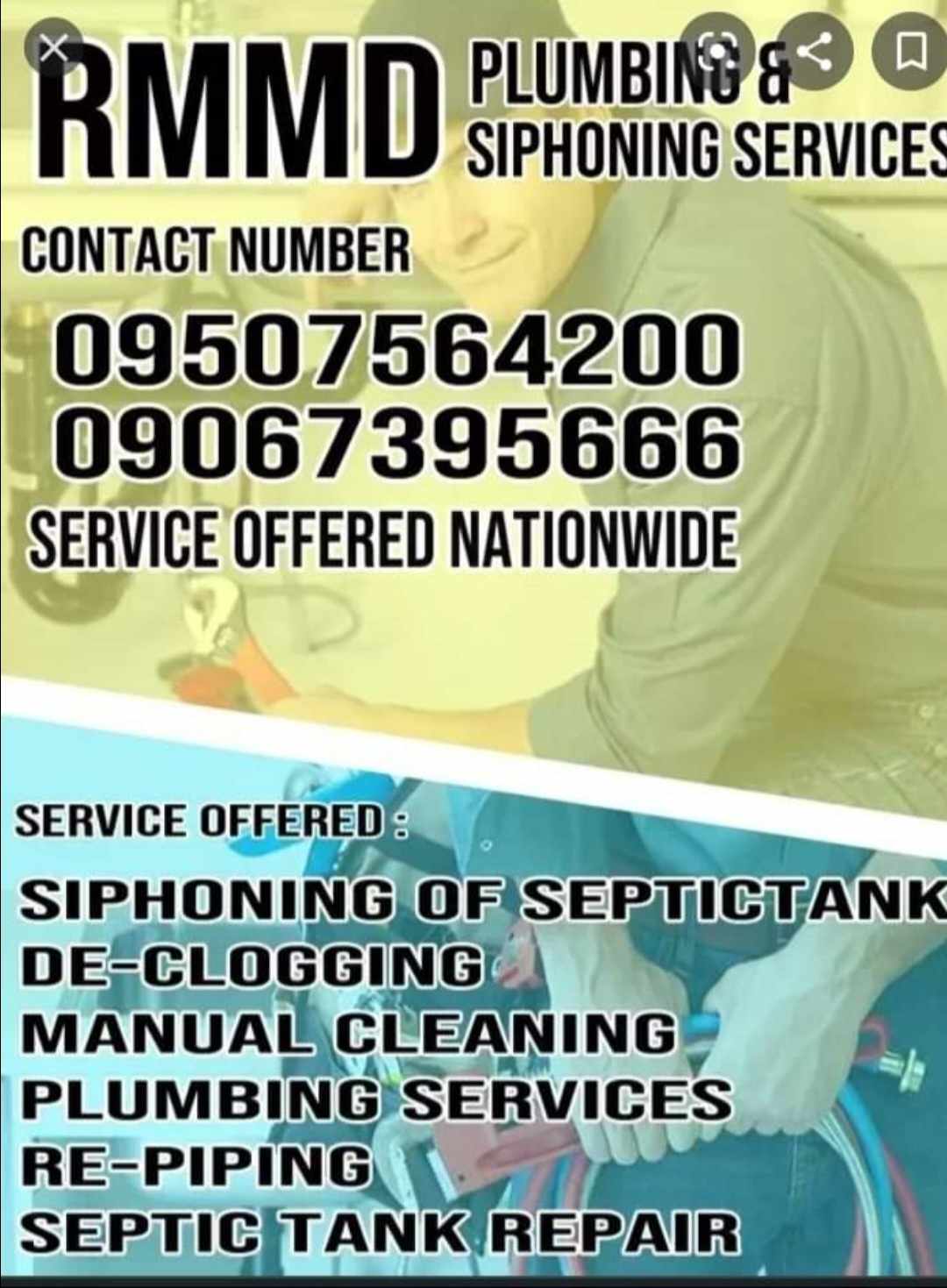 LIGAO CITY ALBAY RMMD PLUMBING&SIPHONING SERVICES#09949500176
