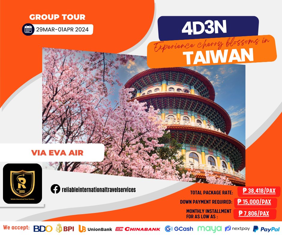 TAIWAN PACKAGE – GROUP DEPARTURE