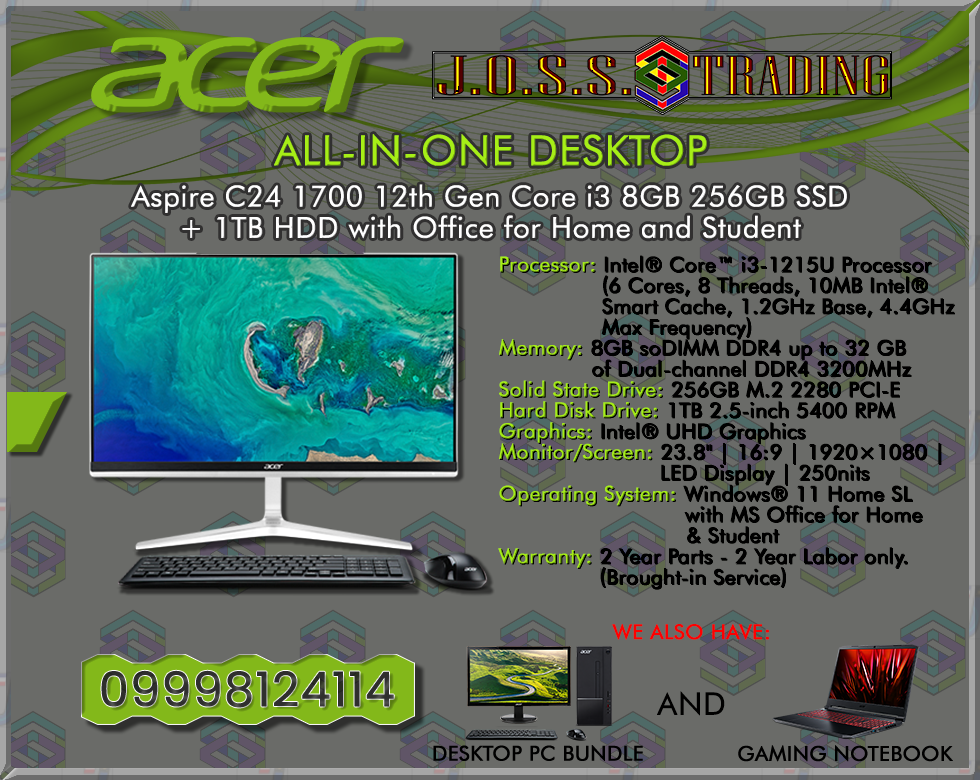 ACER ALL-IN-ONE-DESKTOP-PC | ASPIRE C24 1700 12TH & 13TH GEN CORE i3, i5, i7