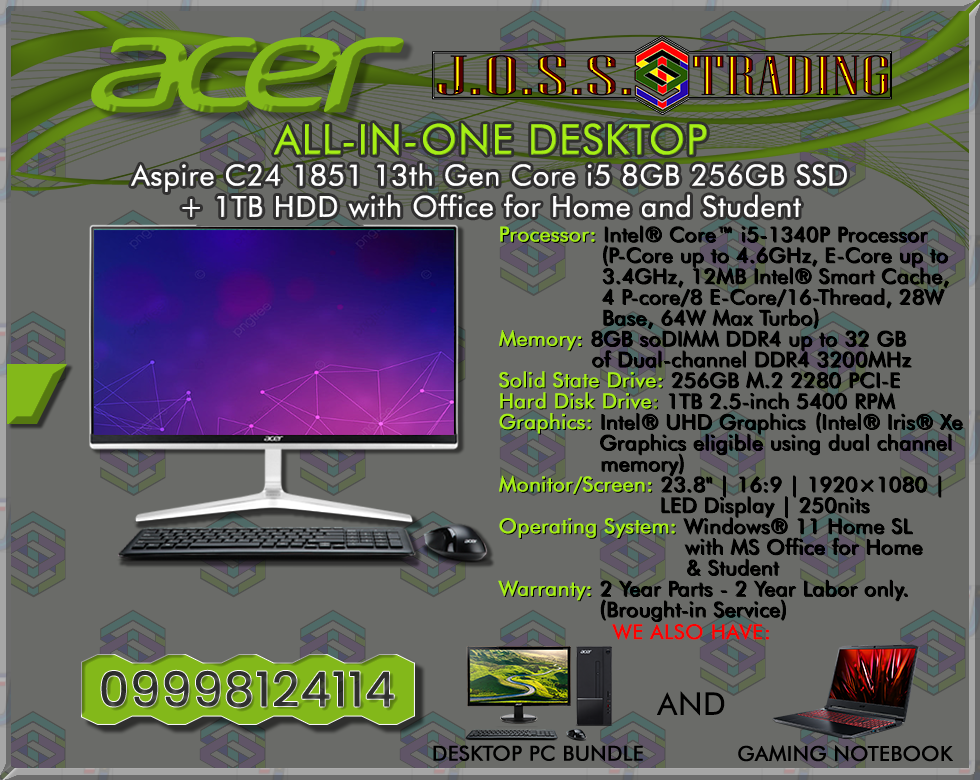 ACER ALL-IN-ONE-DESKTOP-PC | ASPIRE C24 1700 12TH & 13TH GEN CORE i3, i5, i7