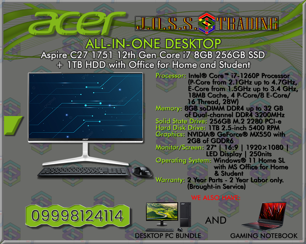 ACER ALL-IN-ONE-DESKTOP-PC | ASPIRE C24 1700 12TH & 13TH GEN CORE i3, i5, i7