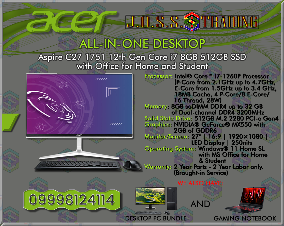ACER ALL-IN-ONE-DESKTOP-PC | ASPIRE C24 1700 12TH & 13TH GEN CORE i3, i5, i7