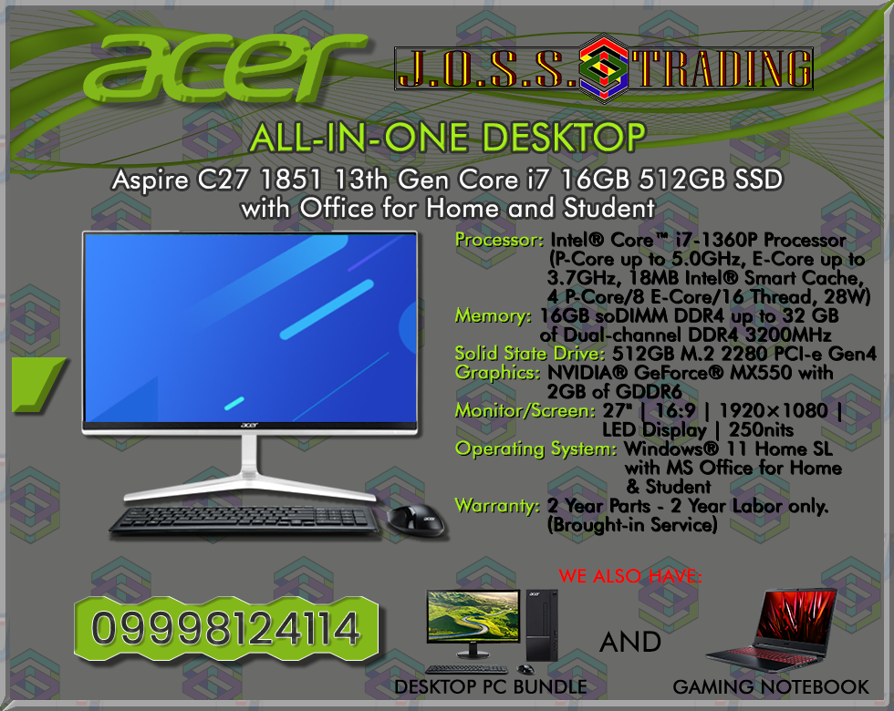 ACER ALL-IN-ONE-DESKTOP-PC | ASPIRE C24 1700 12TH & 13TH GEN CORE i3, i5, i7