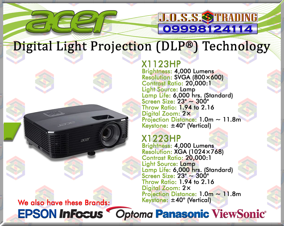 ACER (DLP) PROJECTOR | X1123HP/X1223HP-4000 ANSI LUMENS