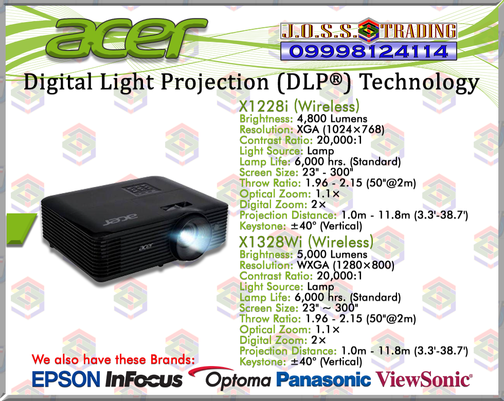 ACER (DLP) PROJECTOR | X1123HP/X1223HP-4000 ANSI LUMENS