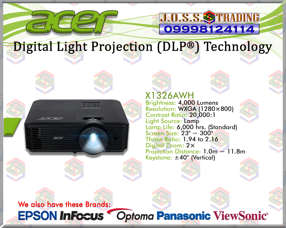 ACER (DLP) PROJECTOR | X1123HP/X1223HP-4000 ANSI LUMENS