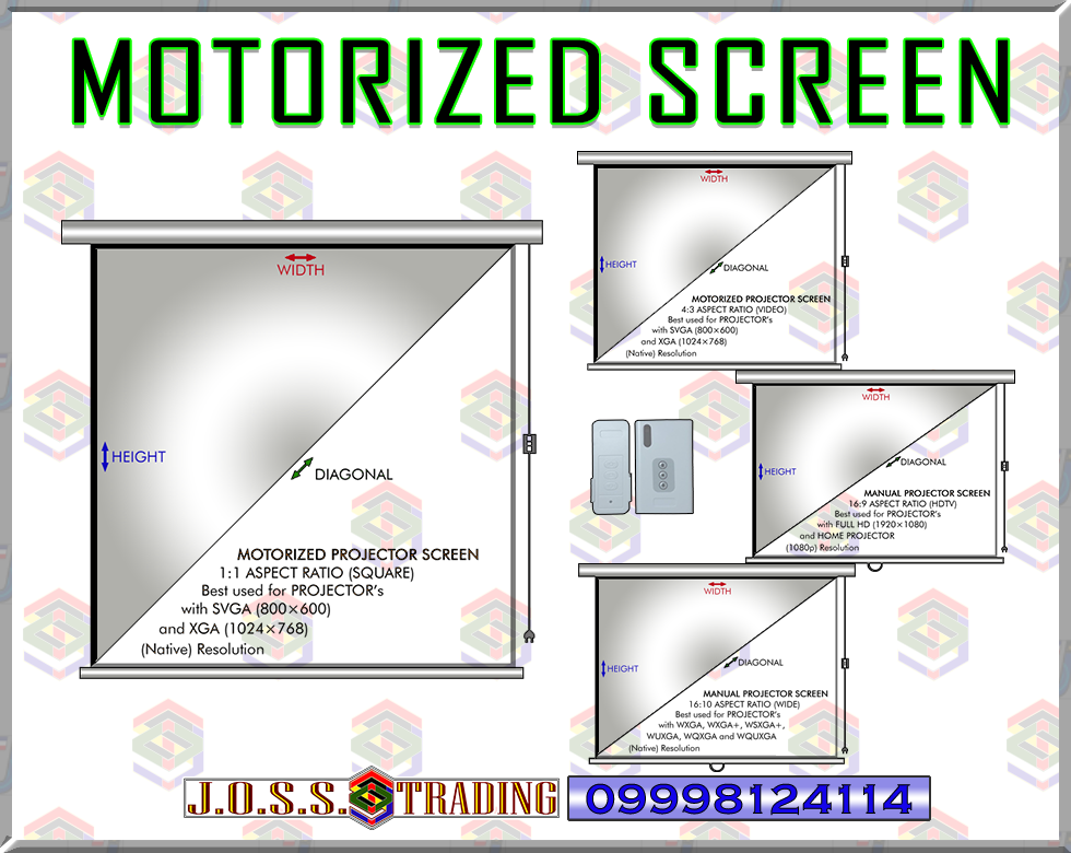 MOTORIZED SCREEN | PROJECTOR SCREEN WITH RF REMOTE CONTROL