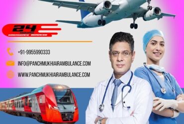 Hire Life-Care Panchmukhi Train Ambulance Service in Guwahati with Advanced ICU Facilities