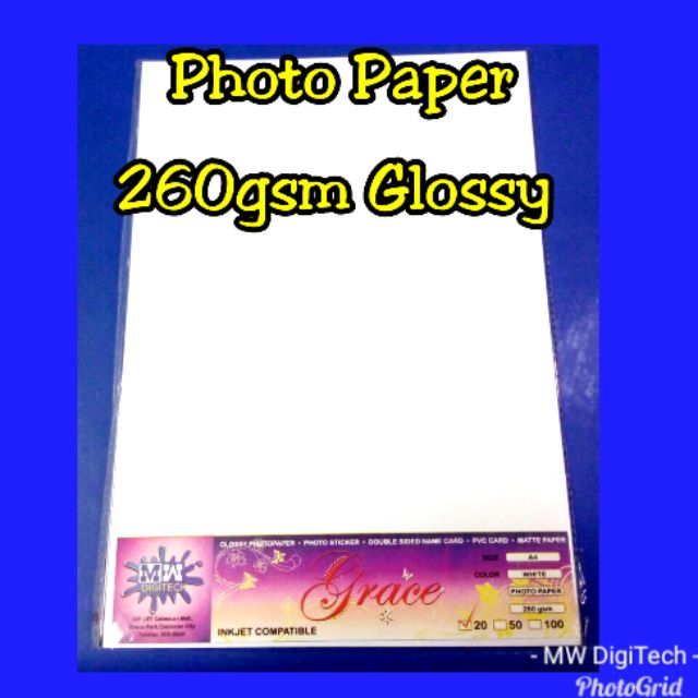 260gsm Glossy Photo Paper A4 – no back print