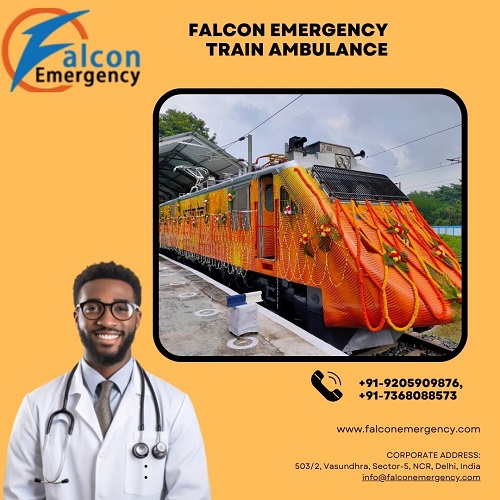 Avail Falcon Emergency Train Ambulance Service in Ranchi for Life-support Ventilator Facilities