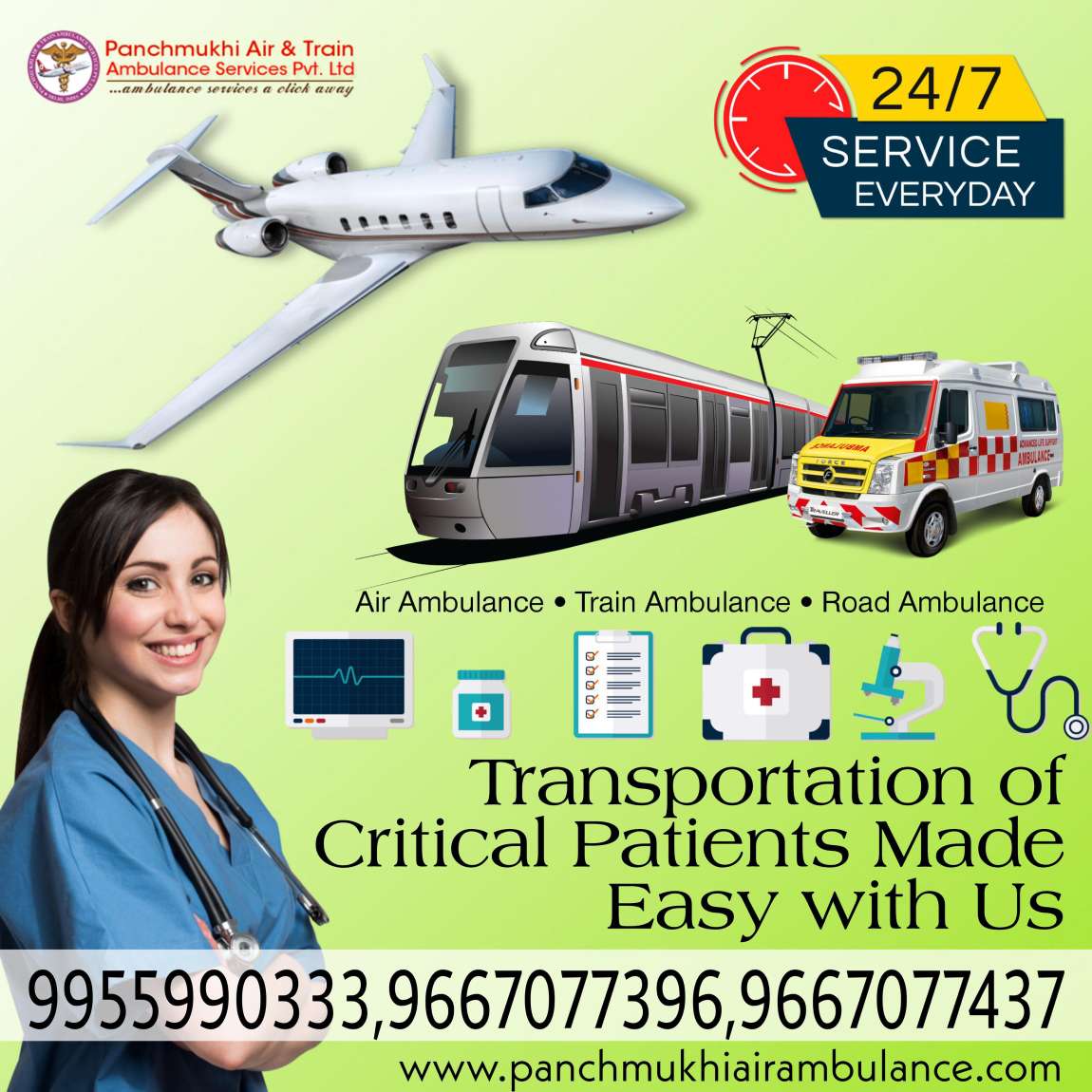 Take Panchmukhi Air Ambulance Services in Varanasi with Top Medical Crew
