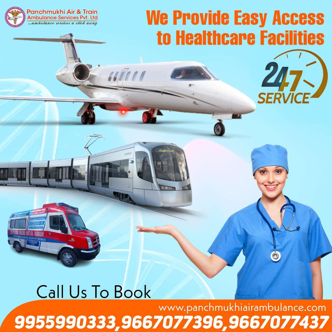 Take Panchmukhi Air Ambulance Services in Ranchi with Advanced Medical Accessories