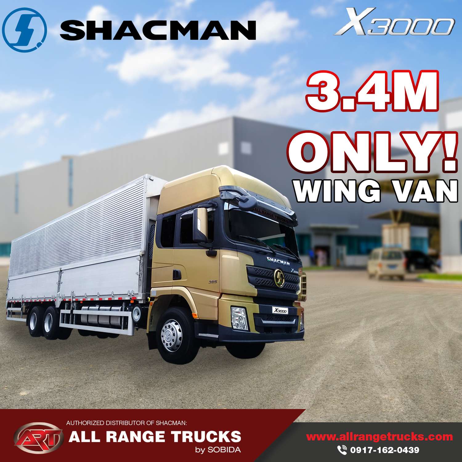 Shacman x3000 6×2 wing van truck sx1256xxy4t583c