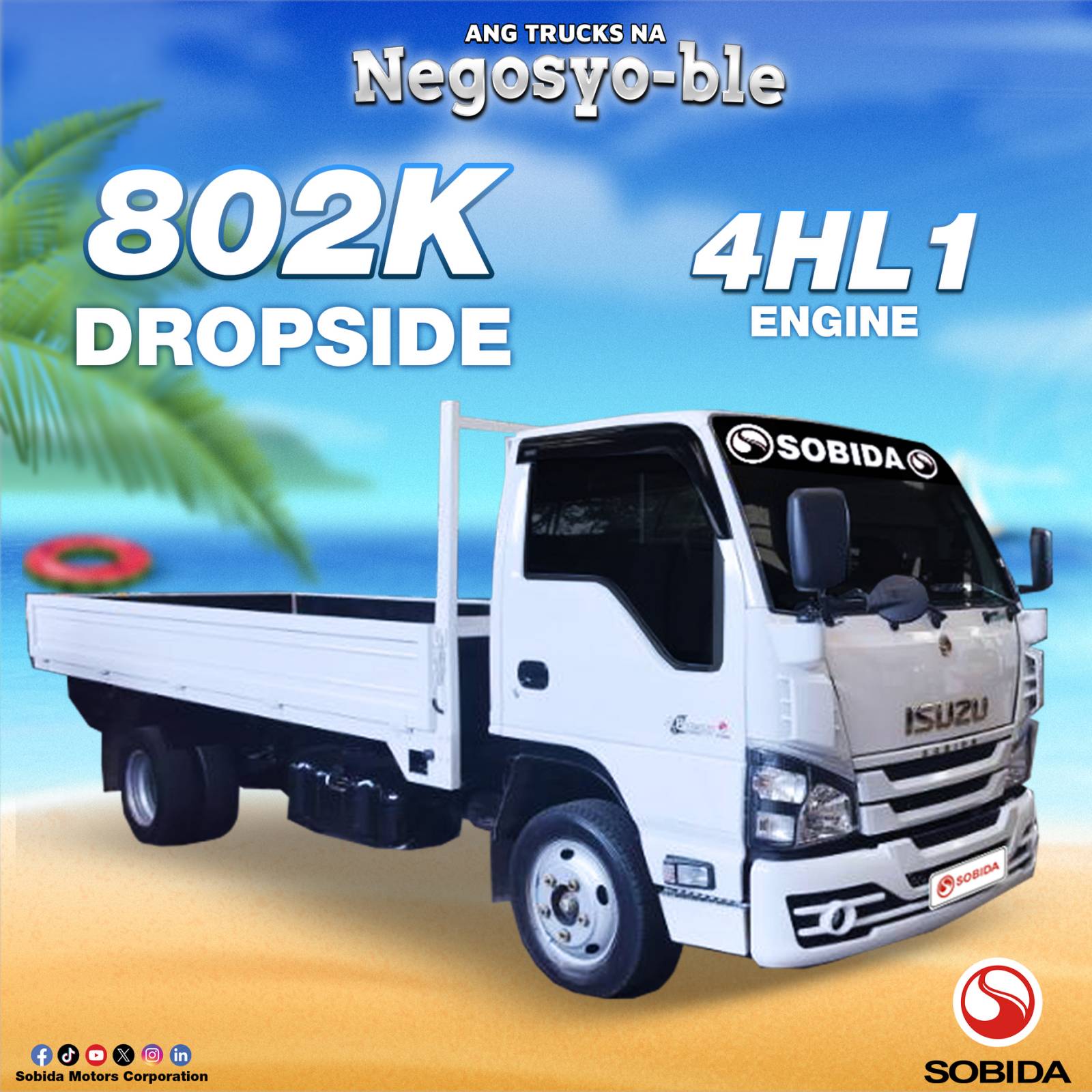 Isuzu Sobida Elf NKR 4HL1 surplus Dropside Truck FOR SALE