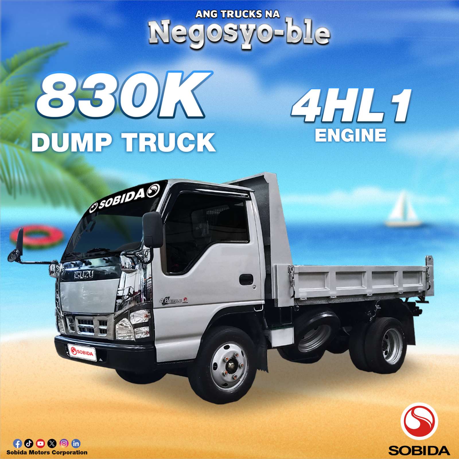 Sobida Isuzu Elf NKR 4HL1 surplus Dump truck N-series canter