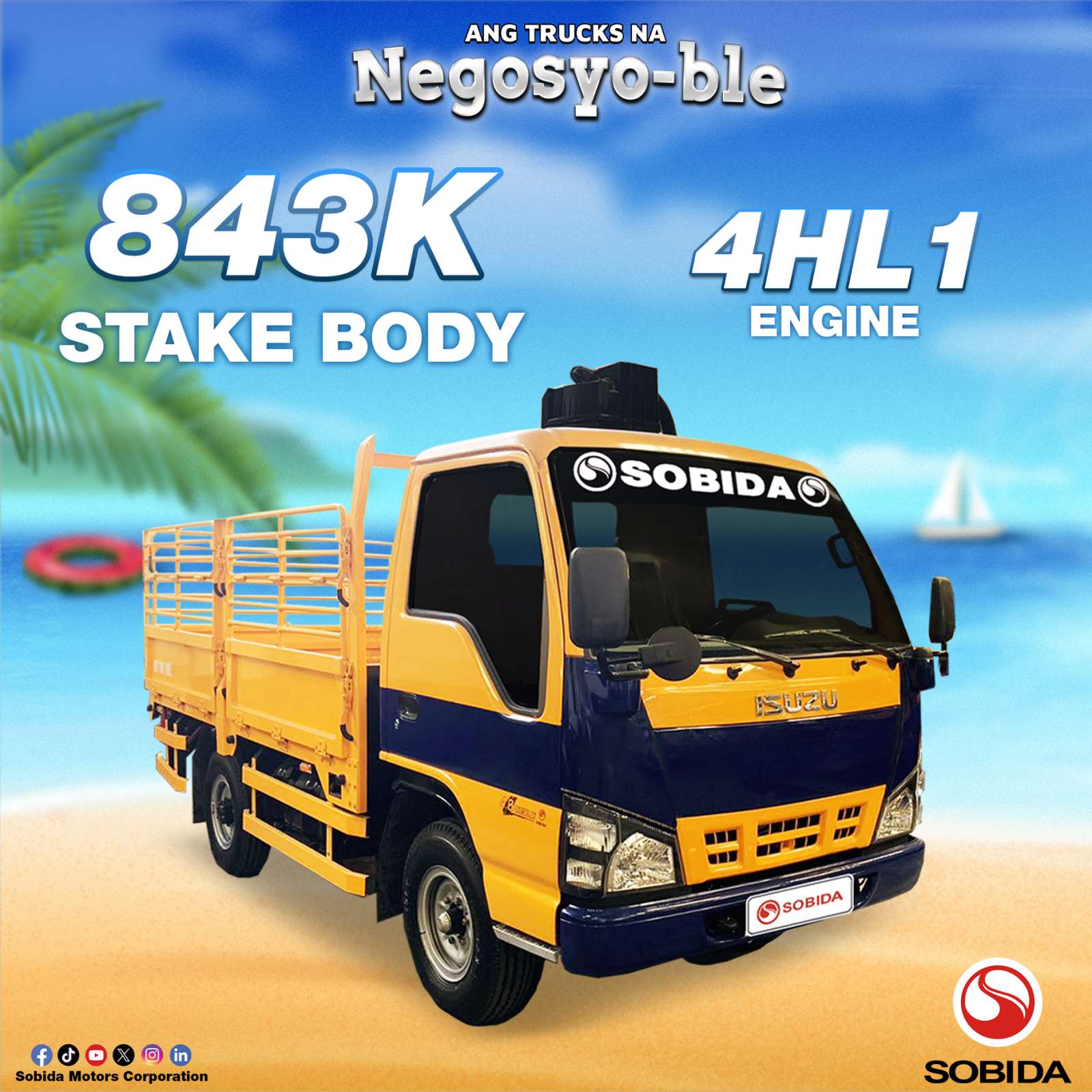 Sobida isuzu elf nkr 4HL1 surplus dropside with stake body
