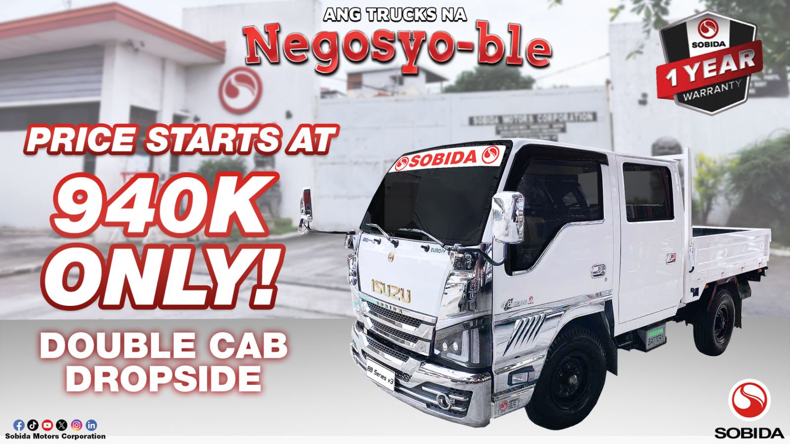Sobida Isuzu Elf 4HL1 Surplus Double cab Dropside NKR