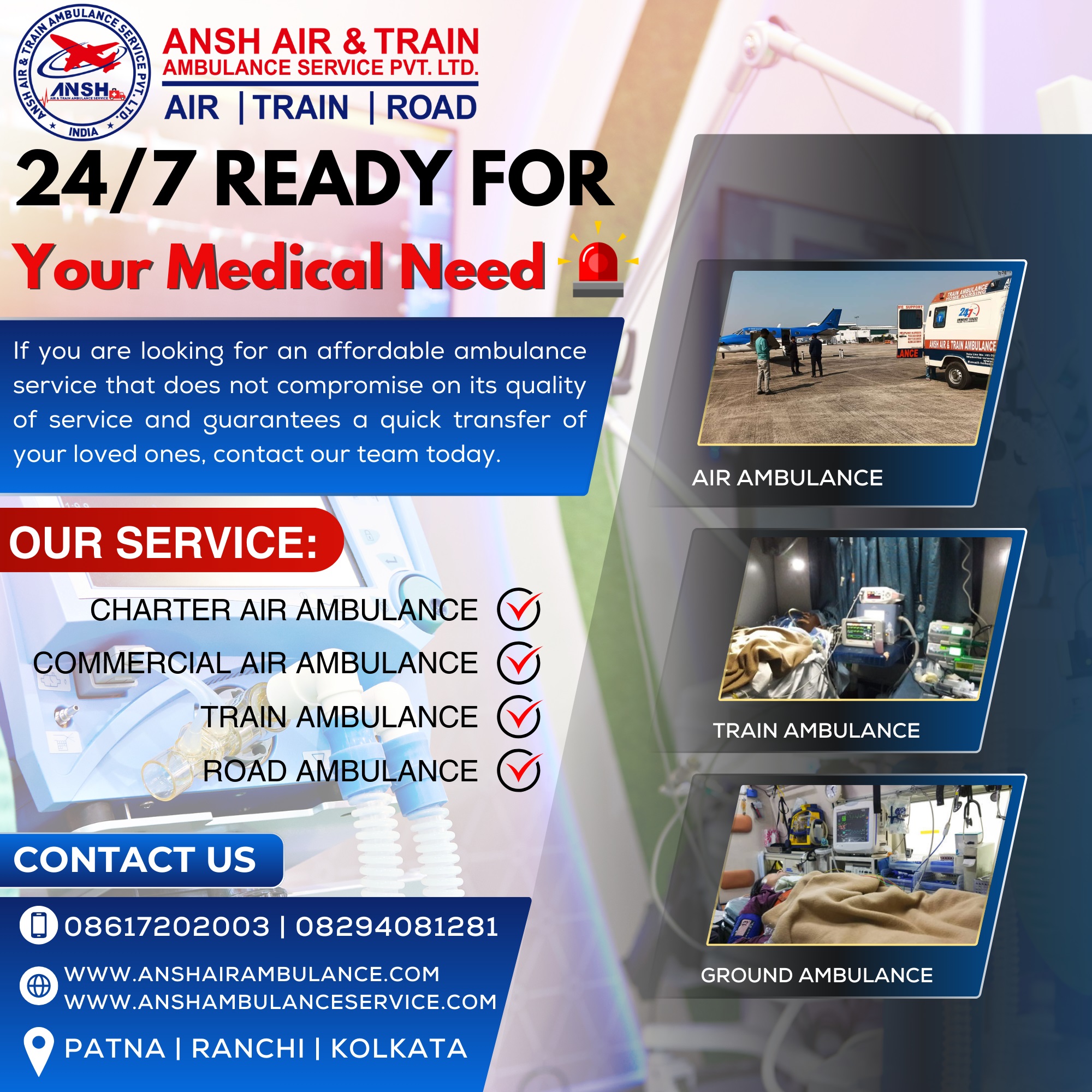 Ansh Air Ambulance Services in Guwahati – No Need To Hire Any Other Medical Flight