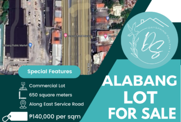 Commercial Lot for Sale in Alabang, Muntinlupa 140k per sqm