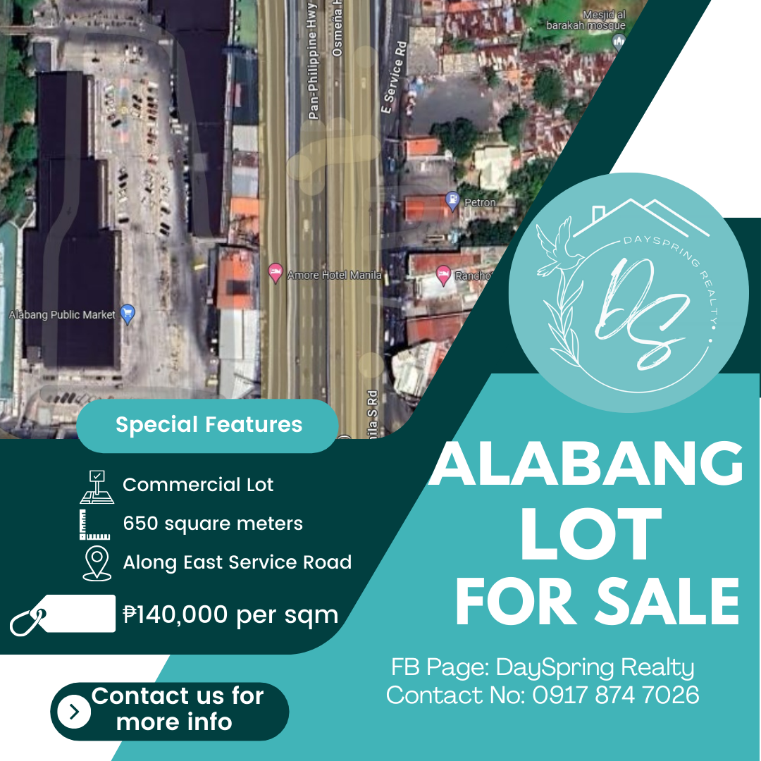 Commercial Lot for Sale in Alabang, Muntinlupa 140k per sqm