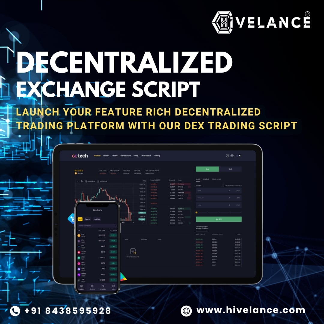 Get Decentralized exchange script at minimal cost With Hivelance