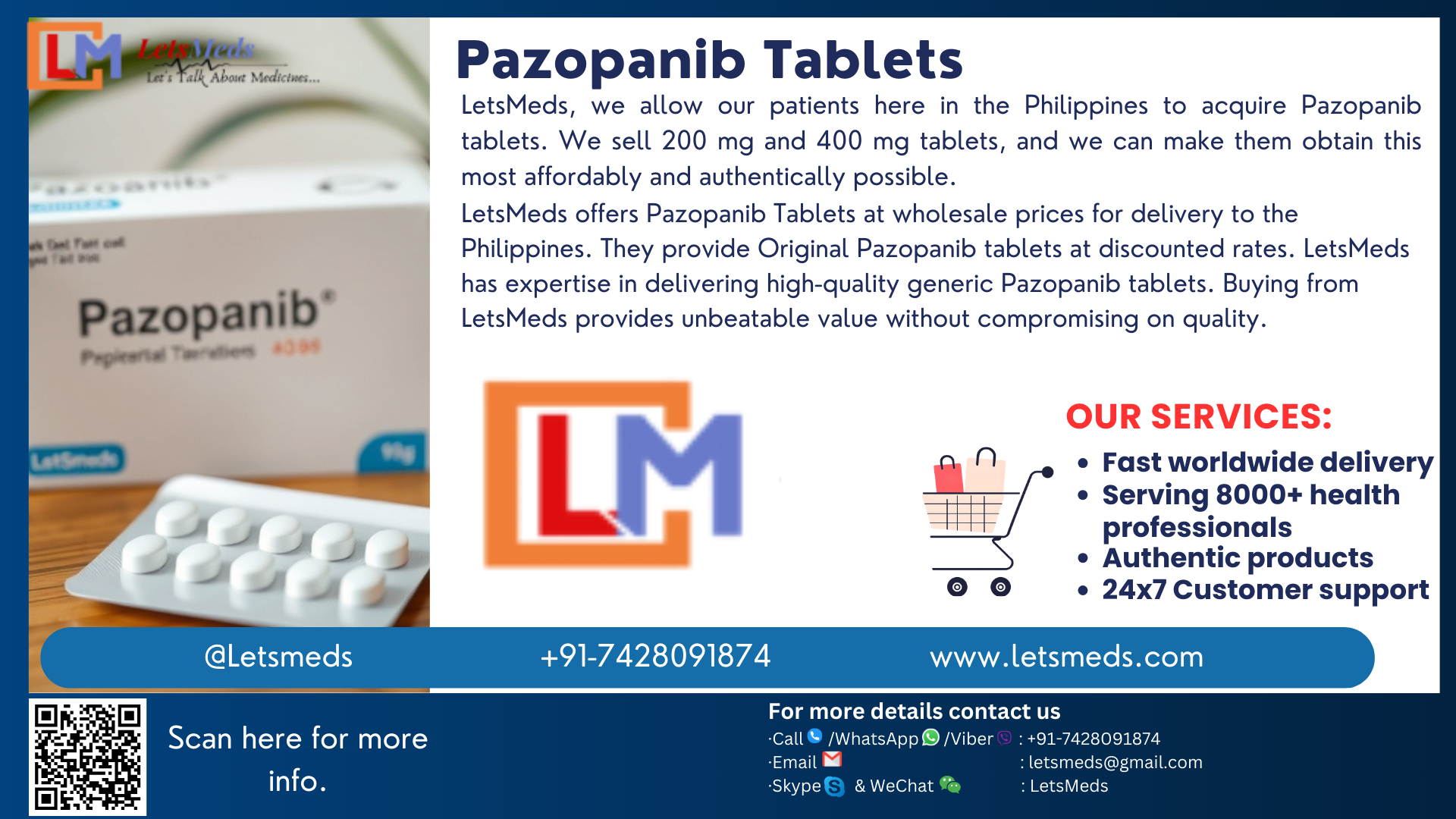Why consider purchasing Pazopanib Tablets online in the Philippines through LetsMeds?