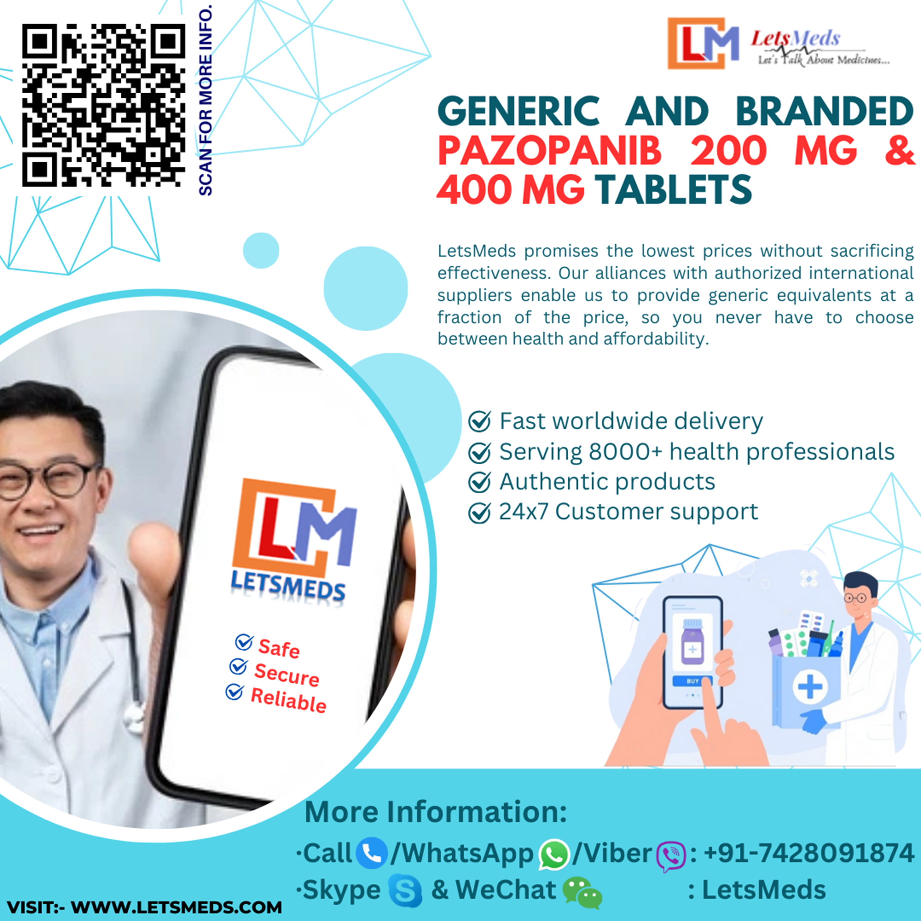 Generic and Branded Pazopanib 200 mg & 400 mg Tablets in Philippines | Best Price & Quick Delivery by LetsMeds