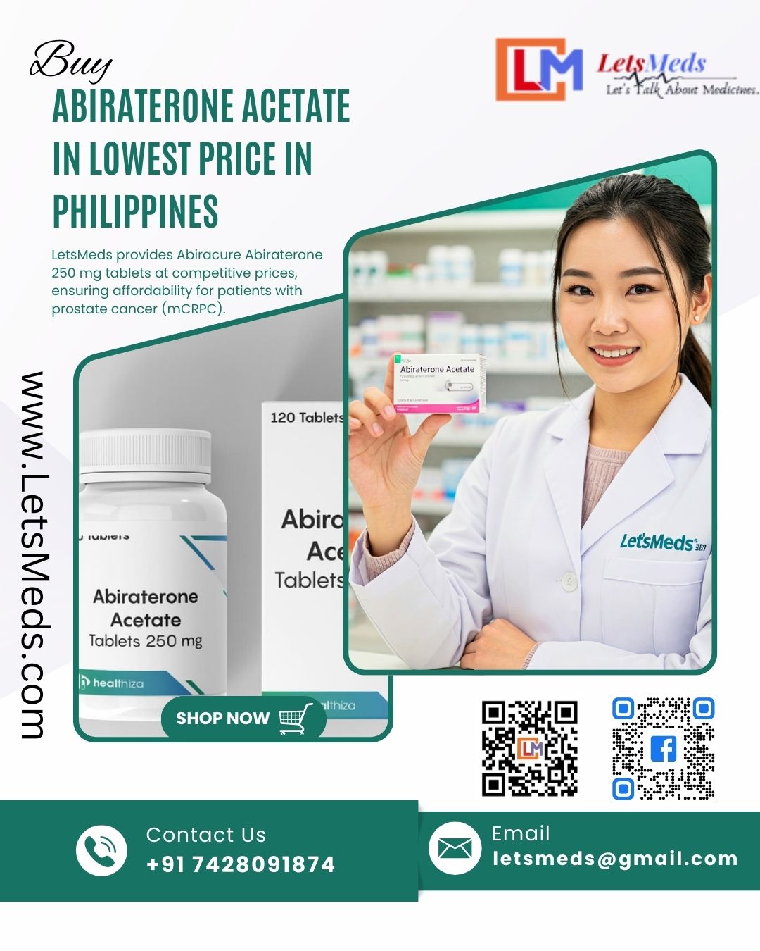Buy Indian generic Abiraterone Acetate 250 mg in The Philippines