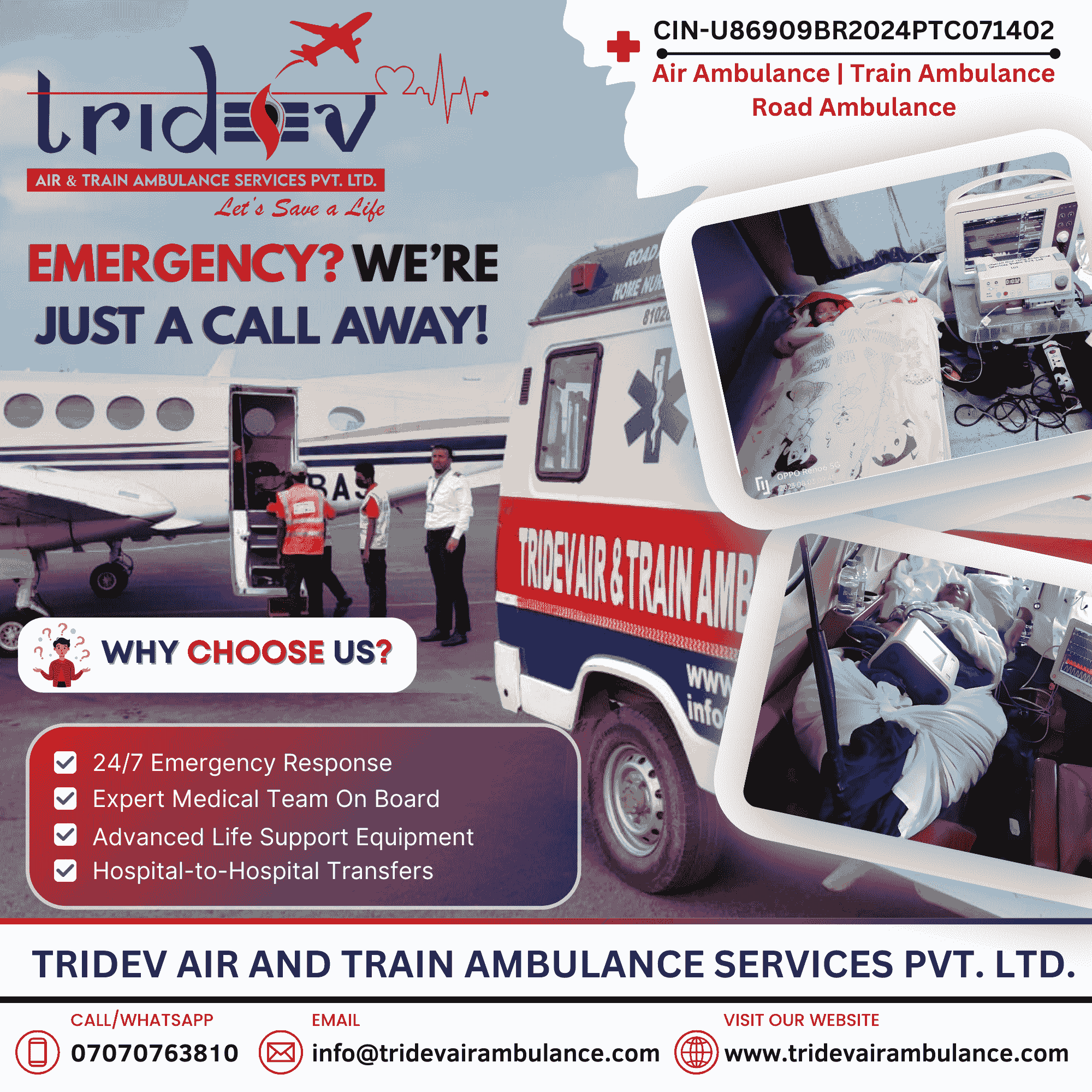 Fixed The Trouble – Tridev Air Ambulance Services in Ranchi- Shift Sufferer Very Well