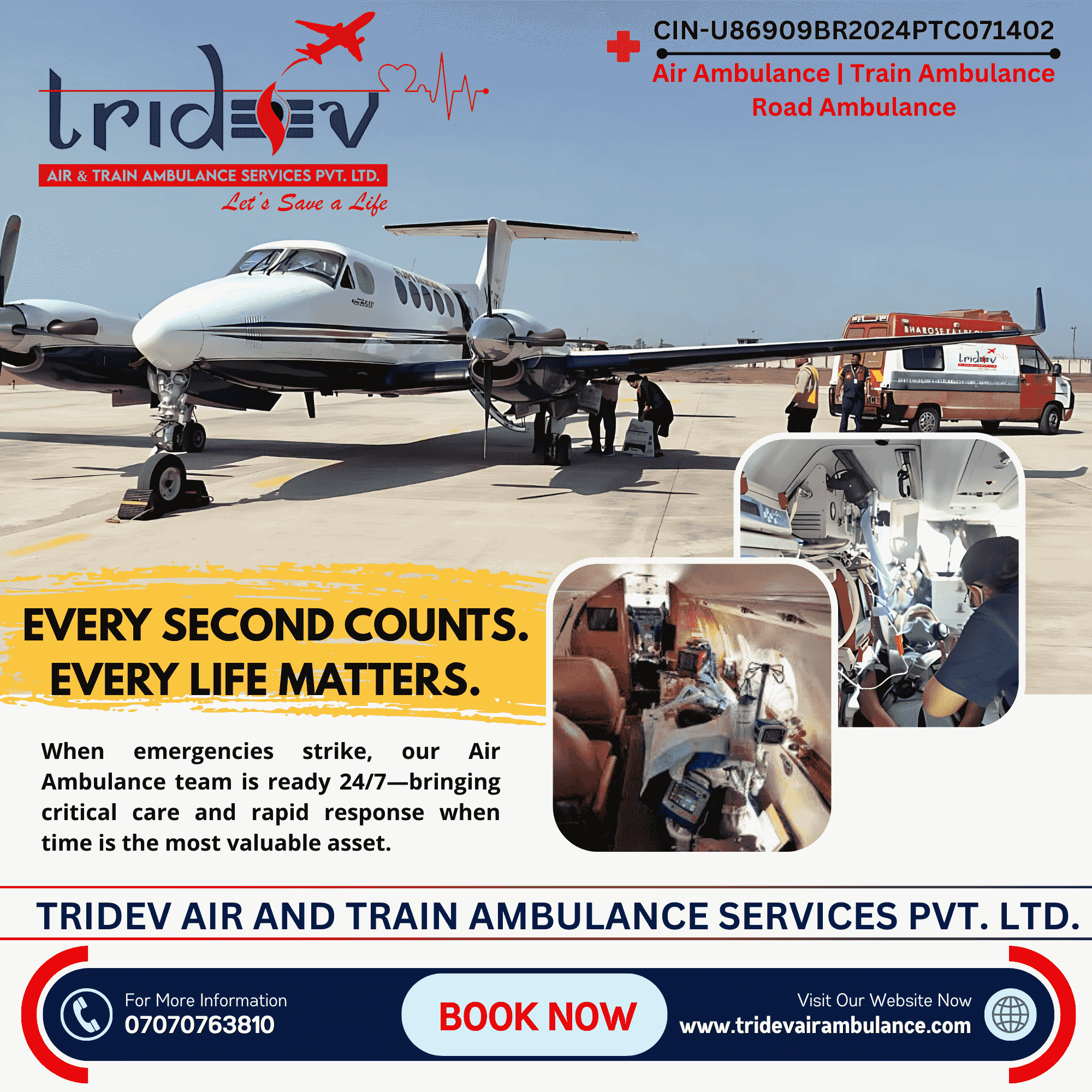 Top Features in Tridev Air Ambulance Services in Kolkata Give Life Support