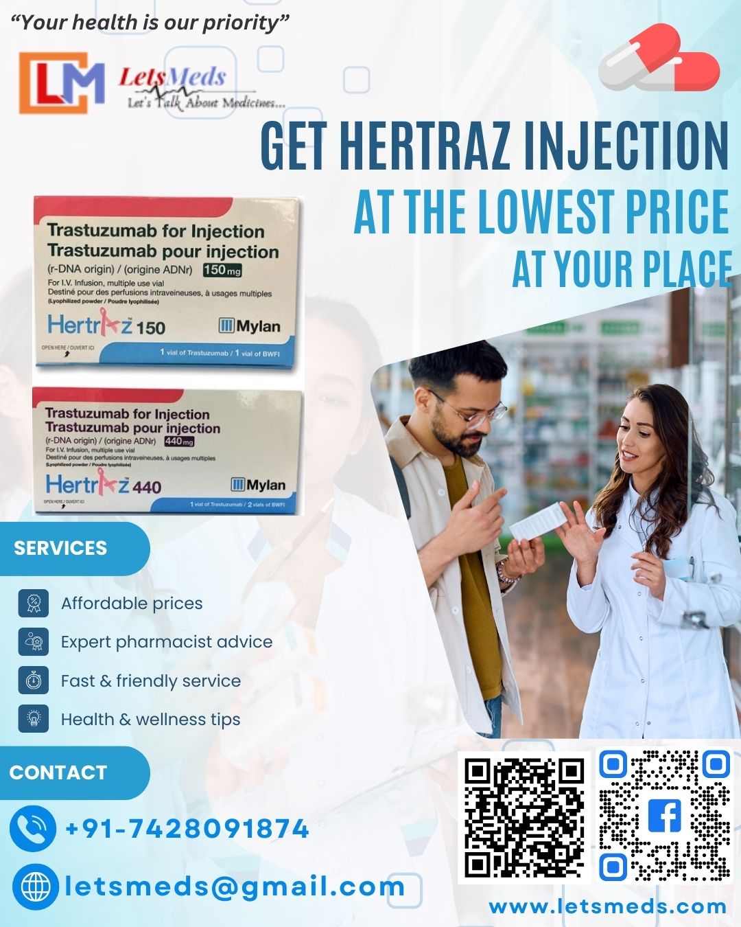 Get Hertraz Injection at the lowest price in the Philippines by Letsmeds