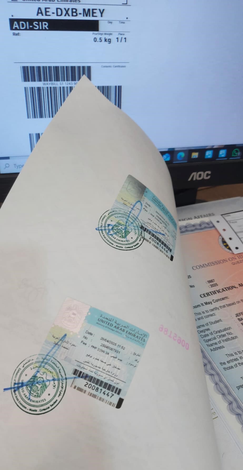 Apostille with UAE Embassy Attestation Stamp