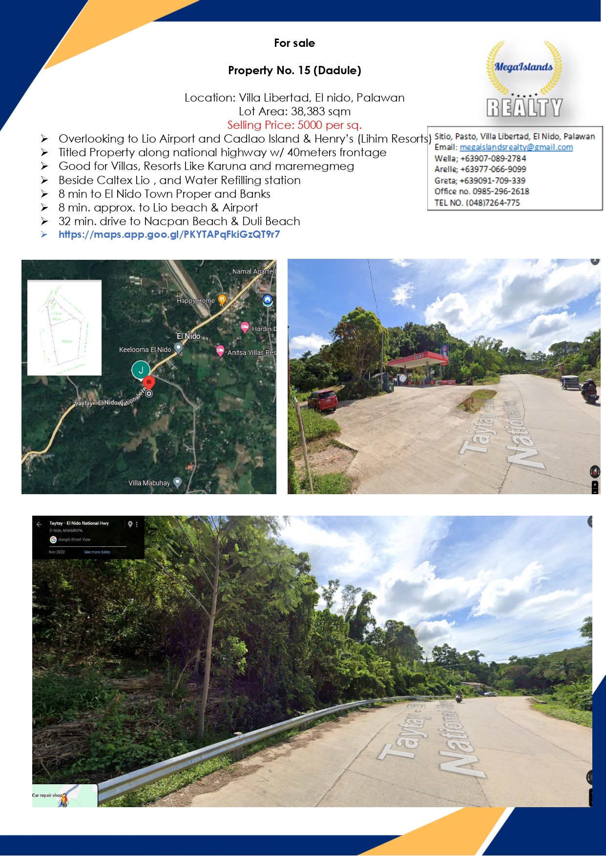 Villa Libertad, El nido, Palawan Lot Area: 38,383 sqm