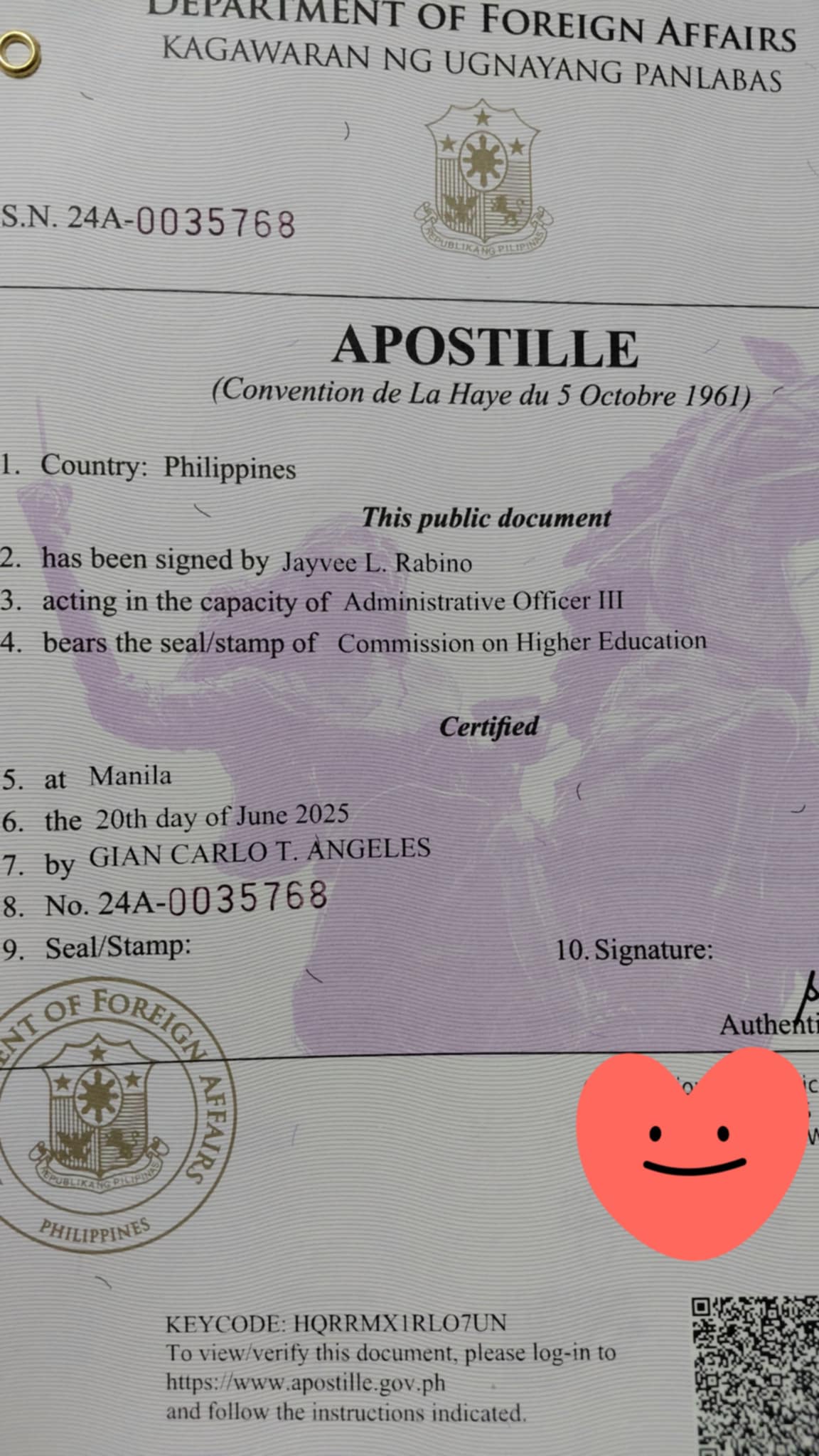 Apostille of various Documents for use Abroad