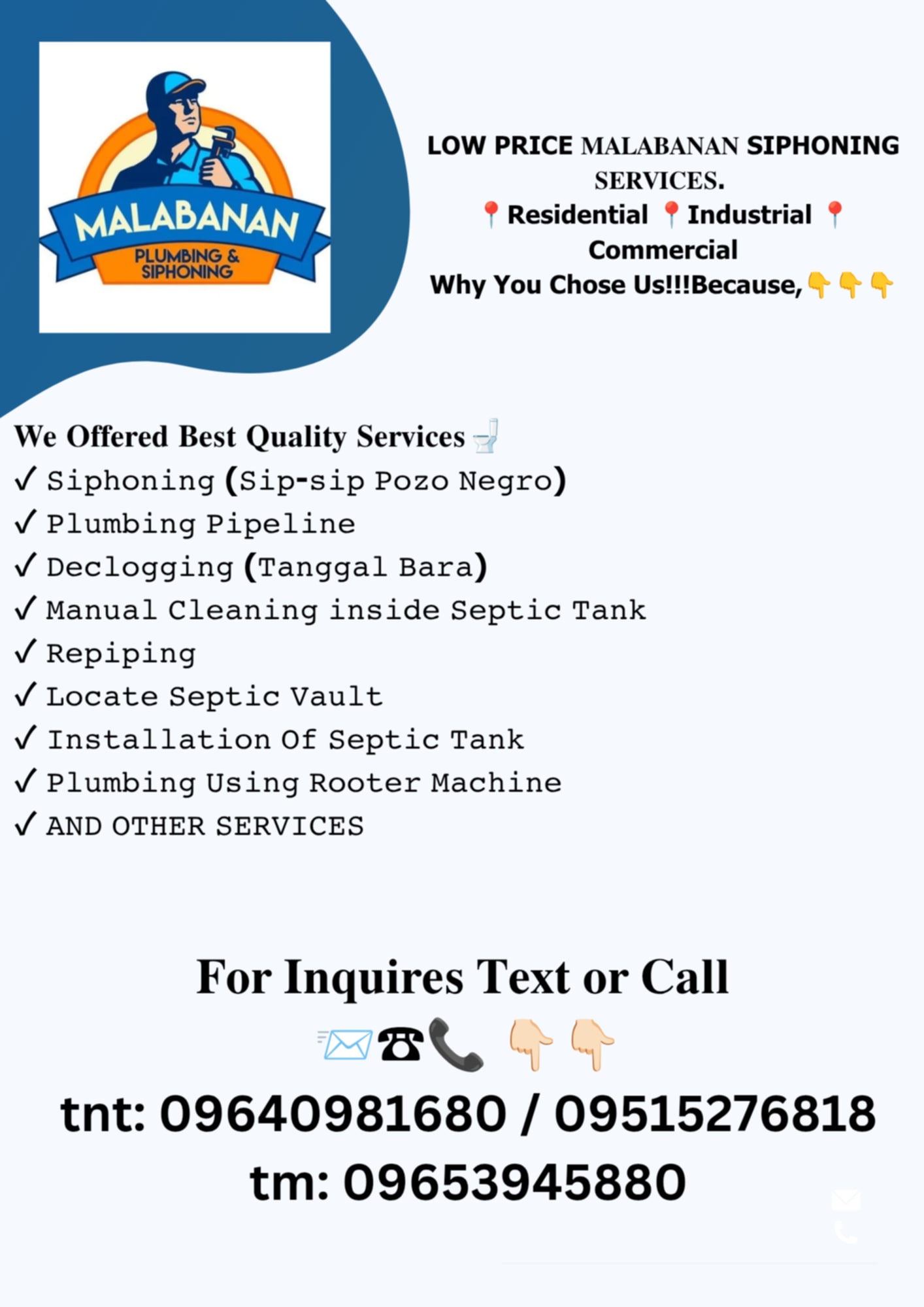 MALABANAN SIPHONING SERVICES 09653945884 MAKATI