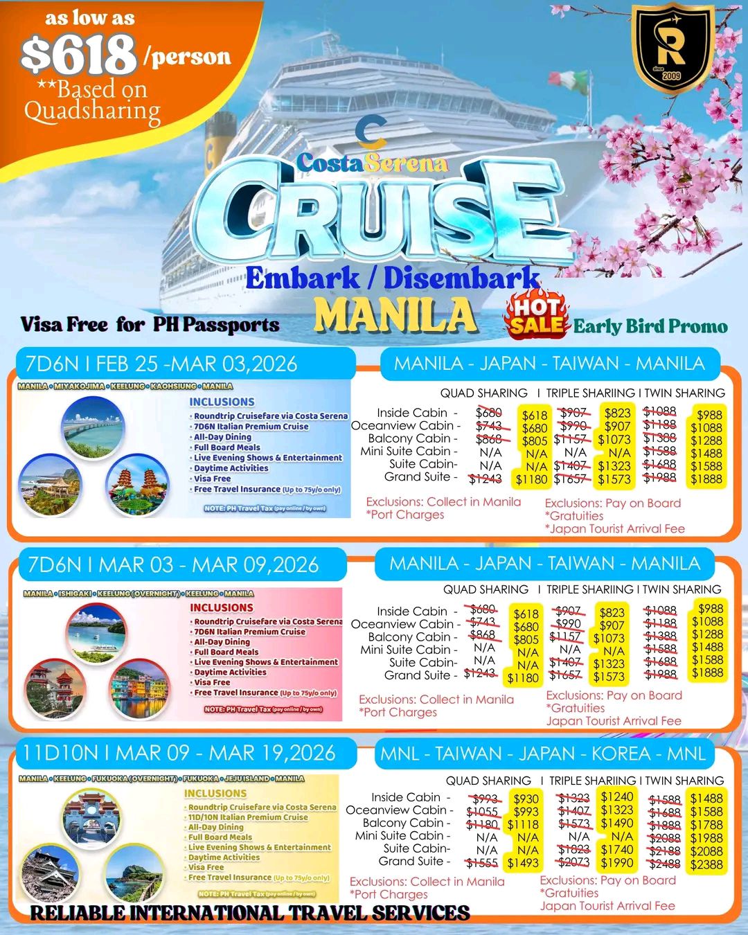 Set Sail with Costa Serena – Direct from Manila