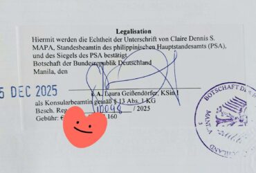 German Embassy (Manila) Attestation Legalization