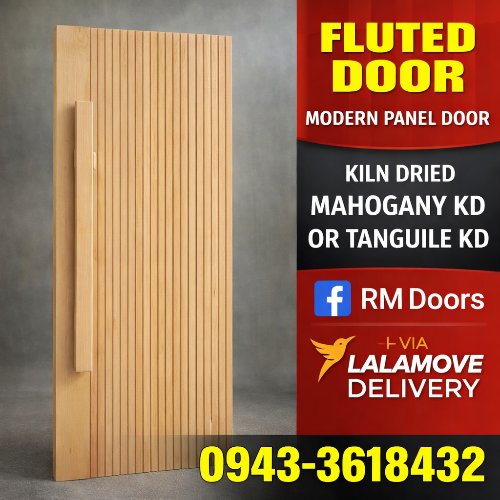 Fluted Door Modern Panel Door Main Door Kiln Dried Mahogany KD or Tanguile KD