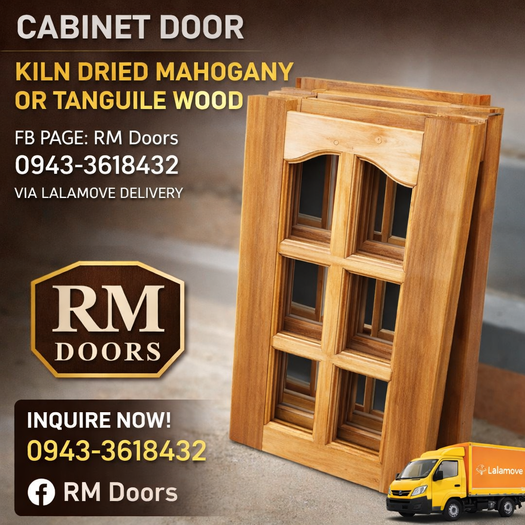Cabinet Door with Glass Provision Kiln Dried Mahogany or Tanguile
