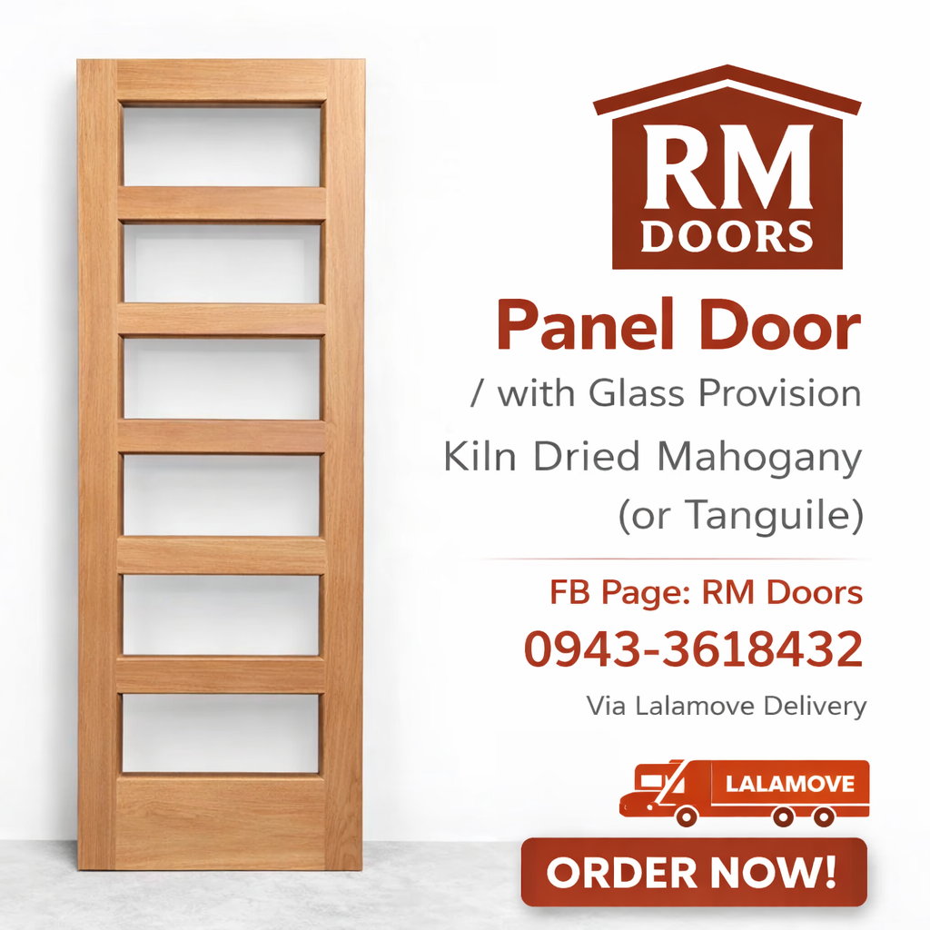 Panel Door Main Door Kiln Dried Mahogany KD or Tanguile KD with Glass Provision Door Frame