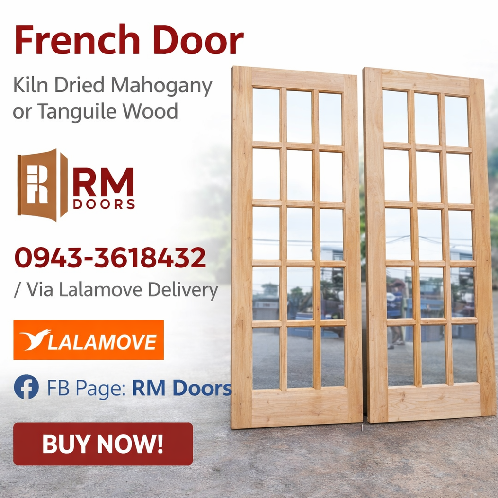 Full French Door with Glass Provision Kiln Dried Mahogany KD or Tanguile KD