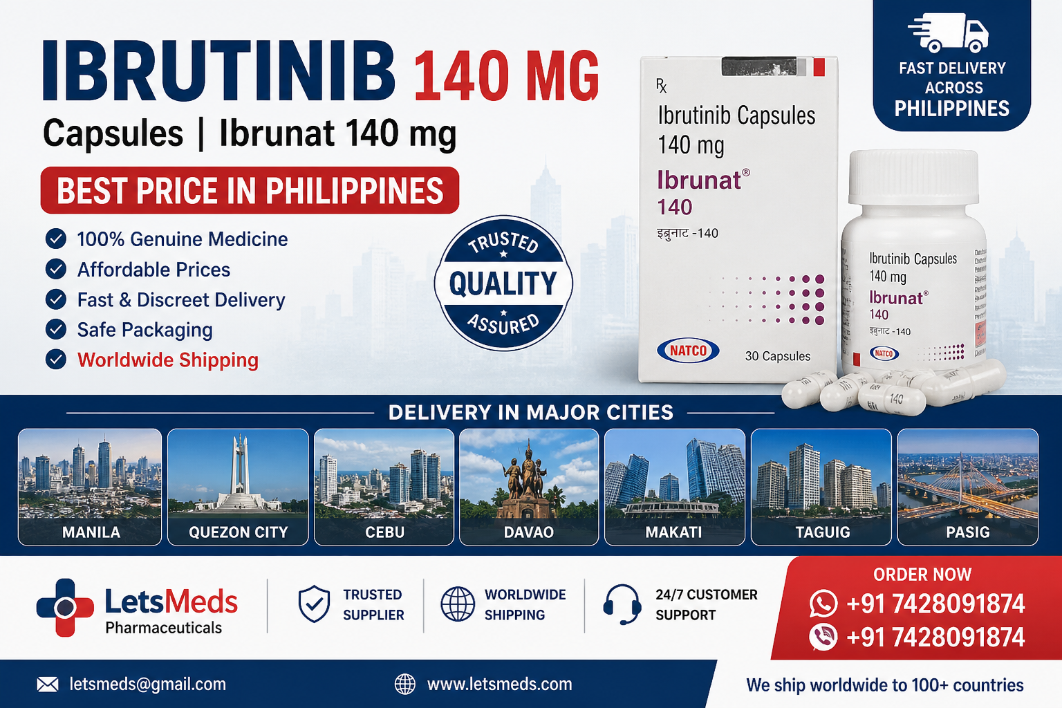 Buy Ibrutinib 140 mg Online Philippines with Delivery in Taguig