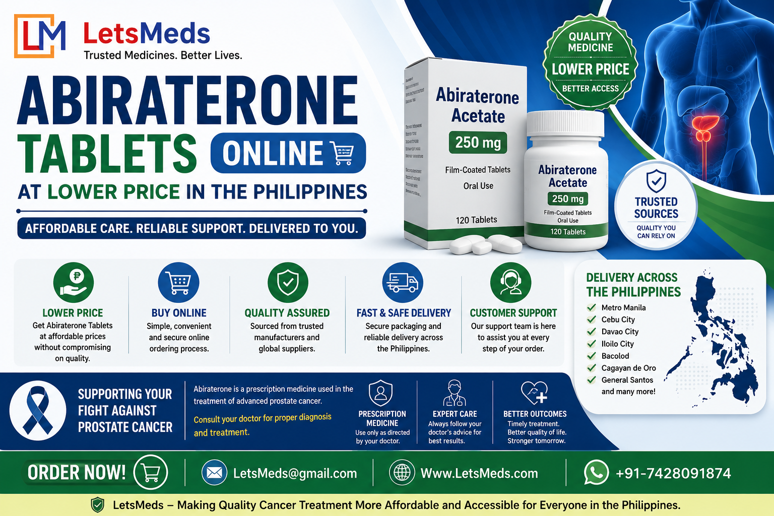 Abiraterone Tablets Online at Lower Price in the Philippines