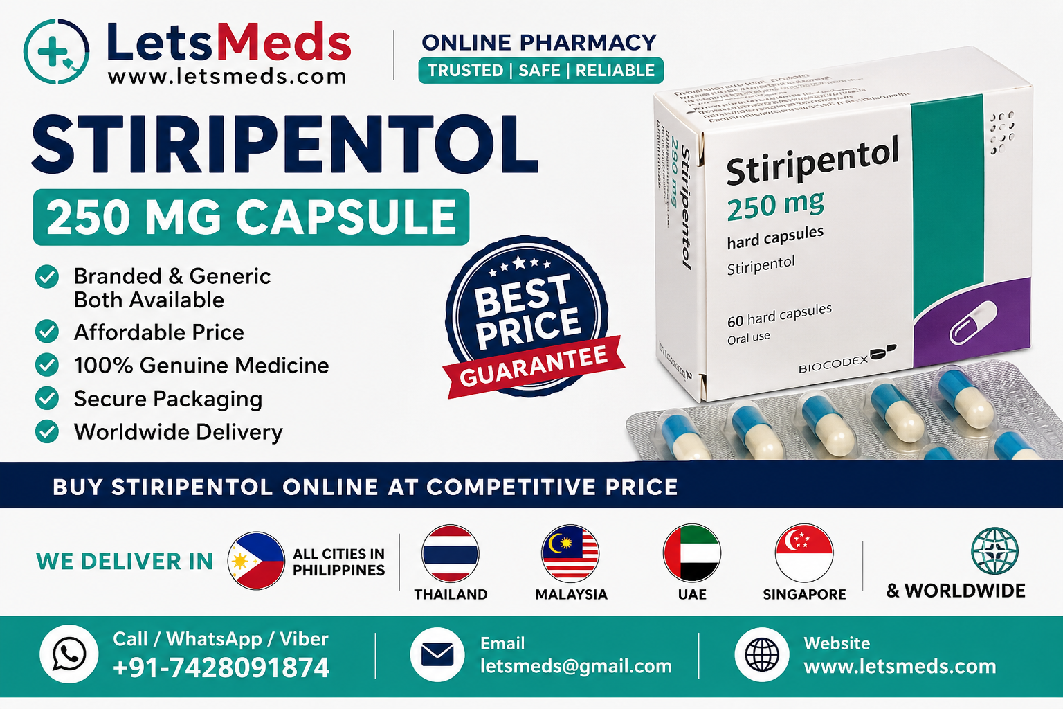 Order Stiripentol 250 mg Capsule with Delivery in Singapore and UAE