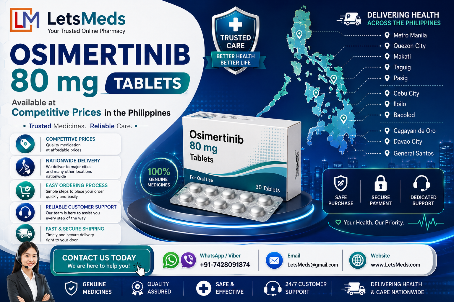 Osimertinib 80 mg Tablet Online at Wholesale Price Where to Find in Philippines