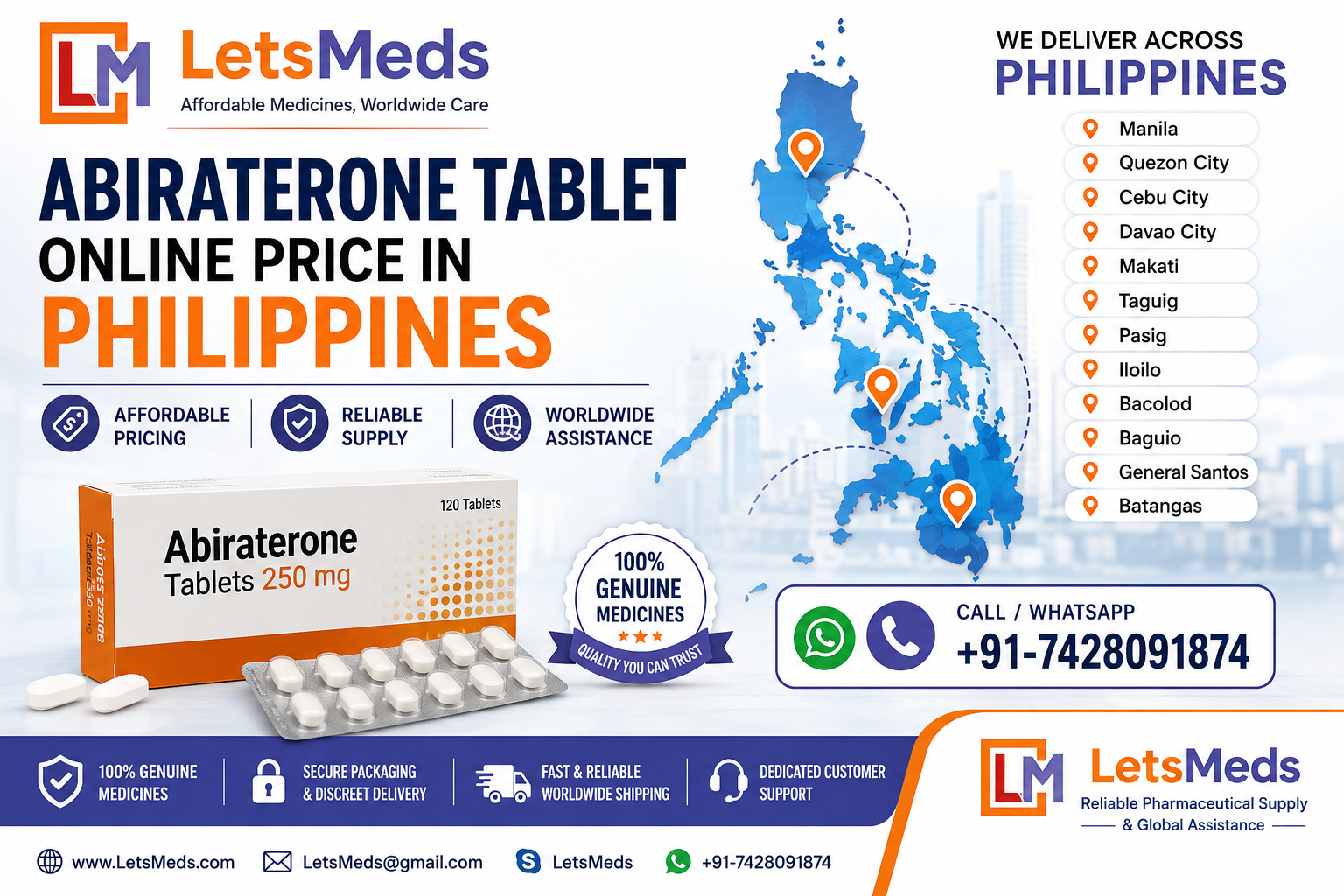 Abiraterone 250 mg Tablet Price Online Manila Philippines