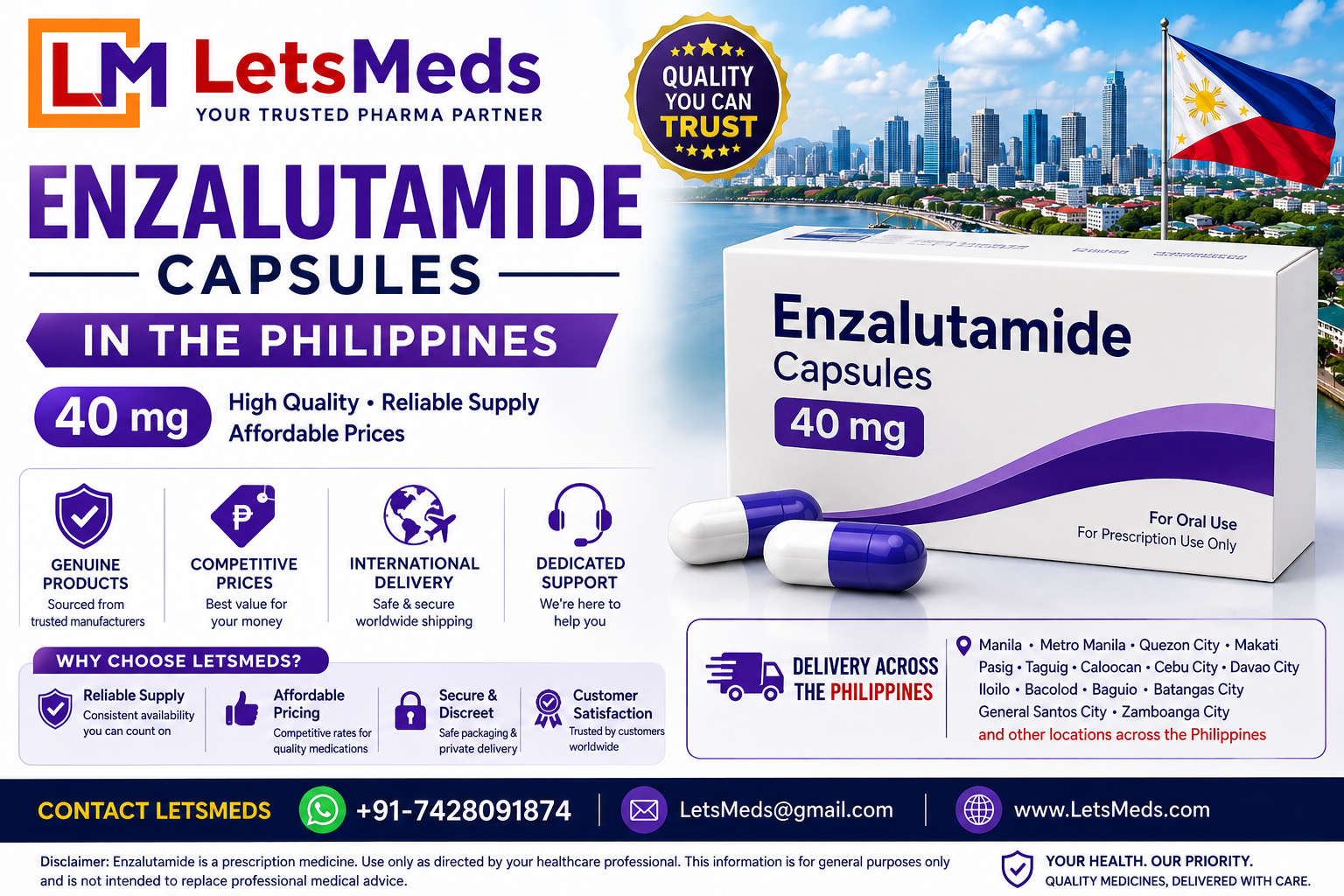 Is Enzalutamide 40 mg available in the Philippines?